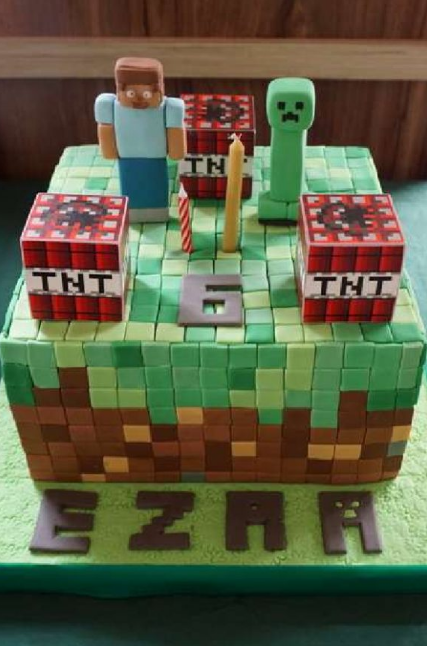 ¡Prepárate para deslumbrarte con estos 12 pasteles de Minecraft!  - Torta de cumpleaños explosiva TNT Minecraft